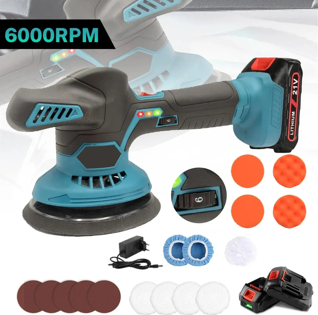 Lucidatrice Auto 2 Batterie 6000 Giri - Lucidatrice Blu Senza Fili