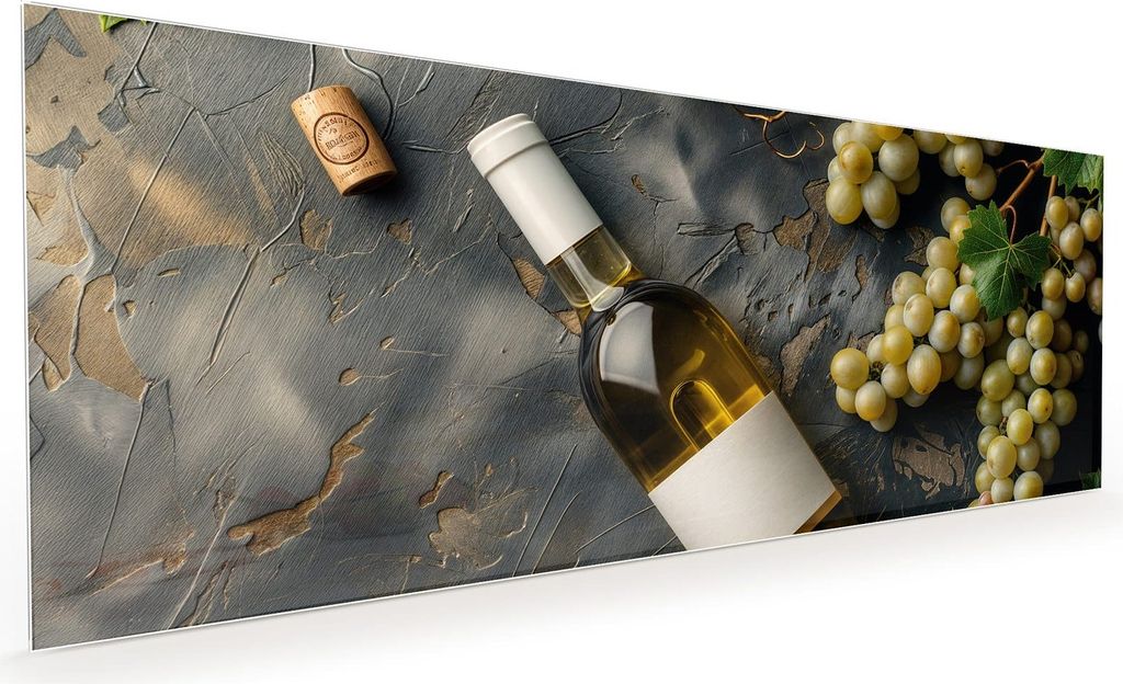 Küchenrückwand Spritzschutz Glas mit Motiv Weintrauben mit Wein 40 x 40 cm