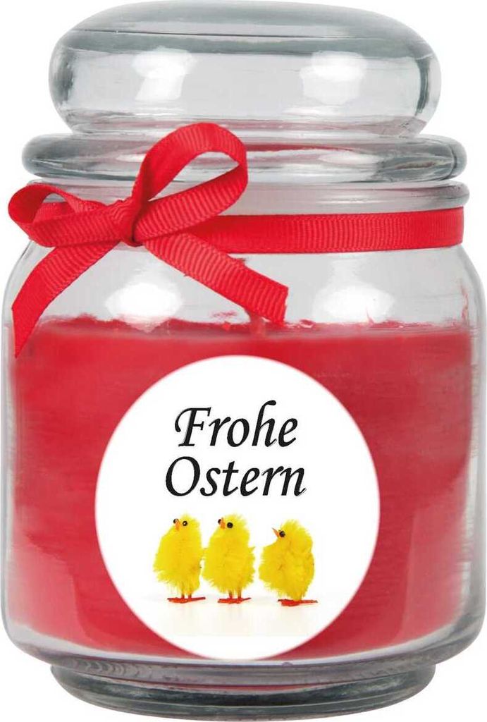 Duftkerze als Ostergeschenk ( Rosen-Duft ), Design: Küken - Kerze als Osterdeko - 300g. Wachs mit ca. 70 Stunden Brenndauer