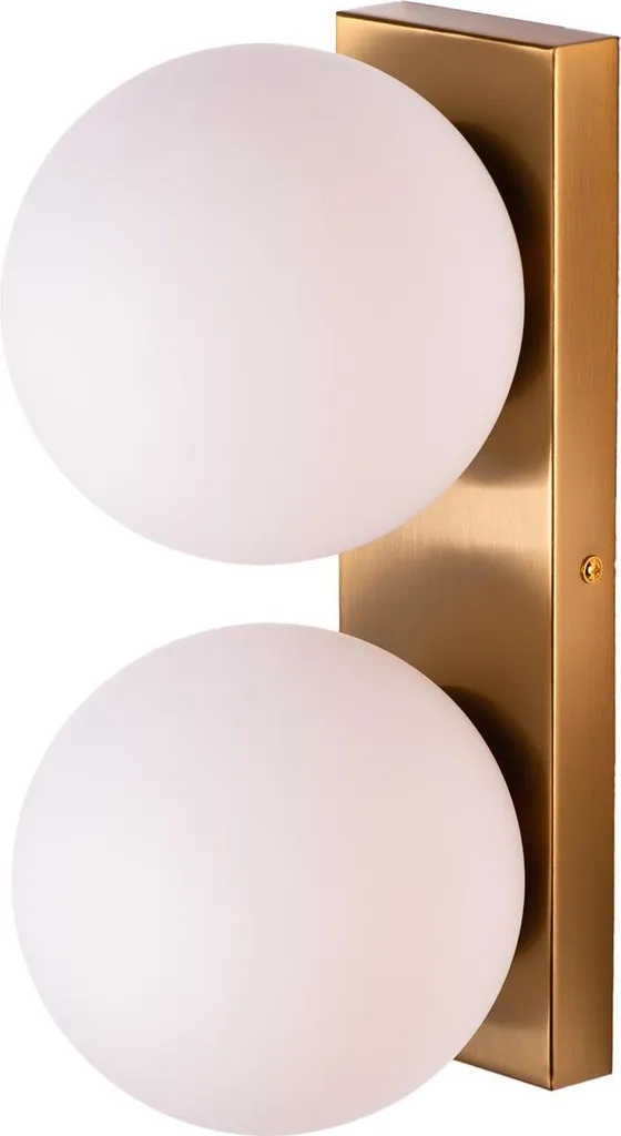 Applique Bologna en laiton avec double boule de verre opaque culot E27