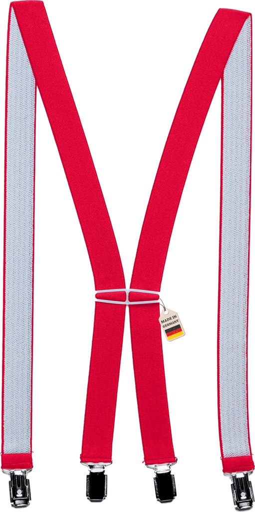 Hosenträger Uni 2,5 cm X-Form mit 4 robusten Clips Damen und Herren (rot)