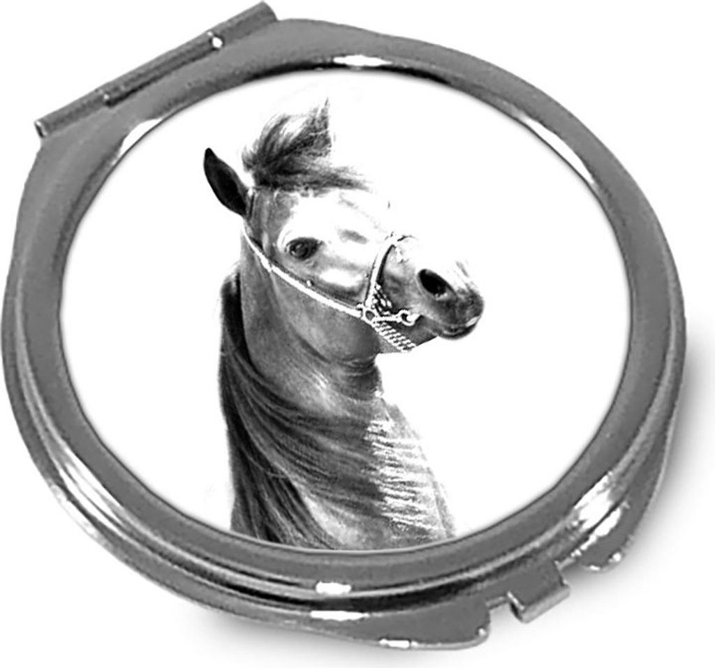 Arabisches Pferd - Taschenspiegel mit Pferd, personalisierter Taschenspiegel, kompakter Spiegel mit Art-Dog-Logo