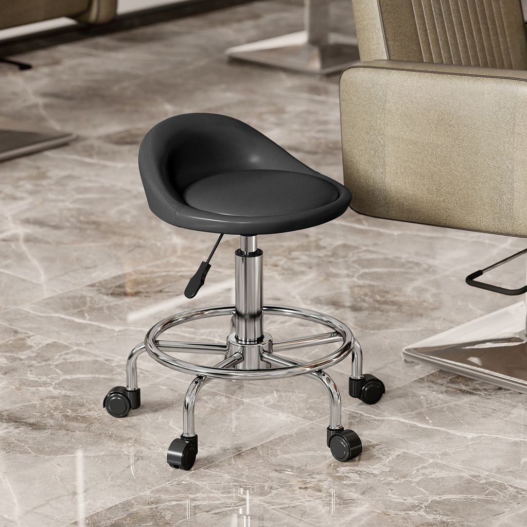 Bonnlo Tabouret à Roulettes Réglable En Hauteur Avec Dossier - Siège Pivotant 360° En Similicuir Noir Pour Bureau, Salon Ou Bar Pouf Rose Bonnlo Tabouret à Roulettes Réglable En Hauteur Avec Dossier - Siège Pivotant 360° En Similicuir Noir Pour Bureau, Salon Ou Bar Pouf Rose