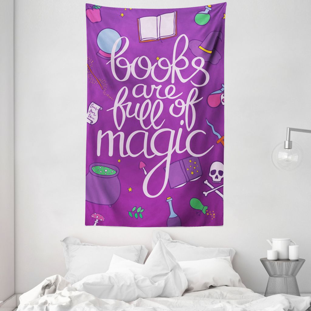ABAKUHAUS Buch Wandteppich und Tagesdecke, Voller Magie Hexerei aus Weiches Mikrofaser Stoff Waschbar ohne Verblassen Digitaldruck, 140 x 230 cm, M...