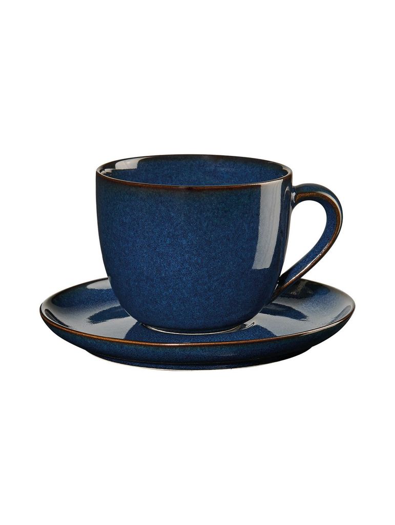 ASA Selection saisons Cappuccinotasse mit Unterer Midnight Blue, Kaffeetasse, Cappuccino Tasse, Kaffee, Steinzeug, Blau, 230 ml, 27130119