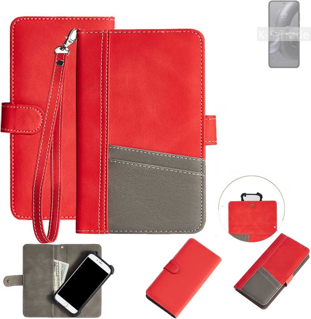 K-S-Trade Handy Schutzhülle für Motorola Edge 30 Neo Hülle Portemonnee Brieftasche Klapphülle Kartenfächer Flip Wallet Case Etui
