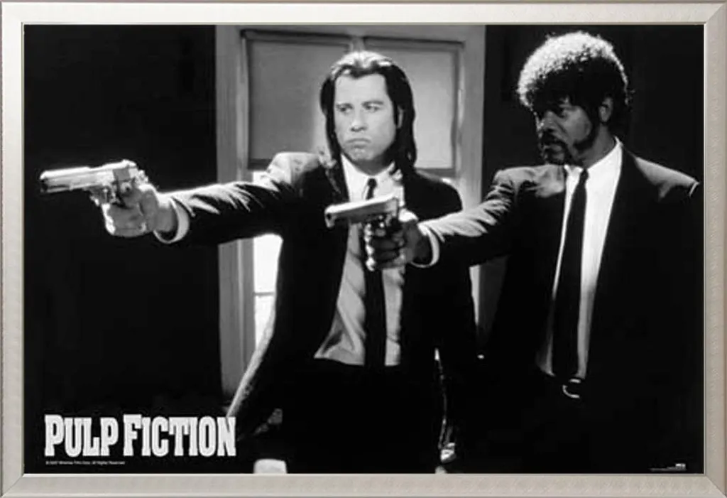 Set Poster Pulp Fiction + Cornice Shinsuke Alluminio Maxi Argento