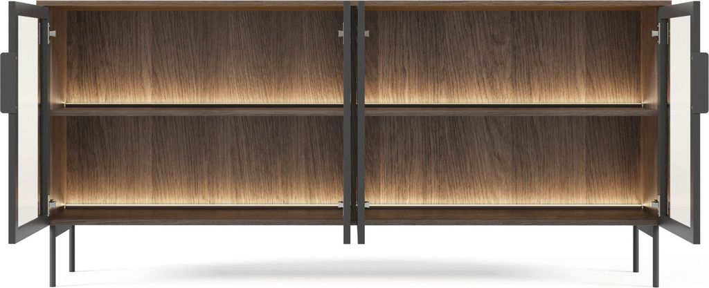 Selsey Lumi - Buffet 4 portes avec façades en verre et LED, Image du produit 