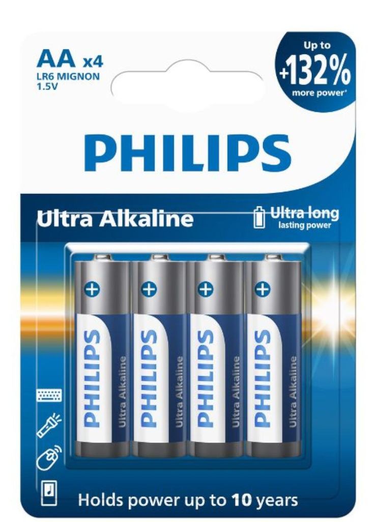 Philips Ultra Alkaline AA 4-pack LR06 Batterijen Produktbild 