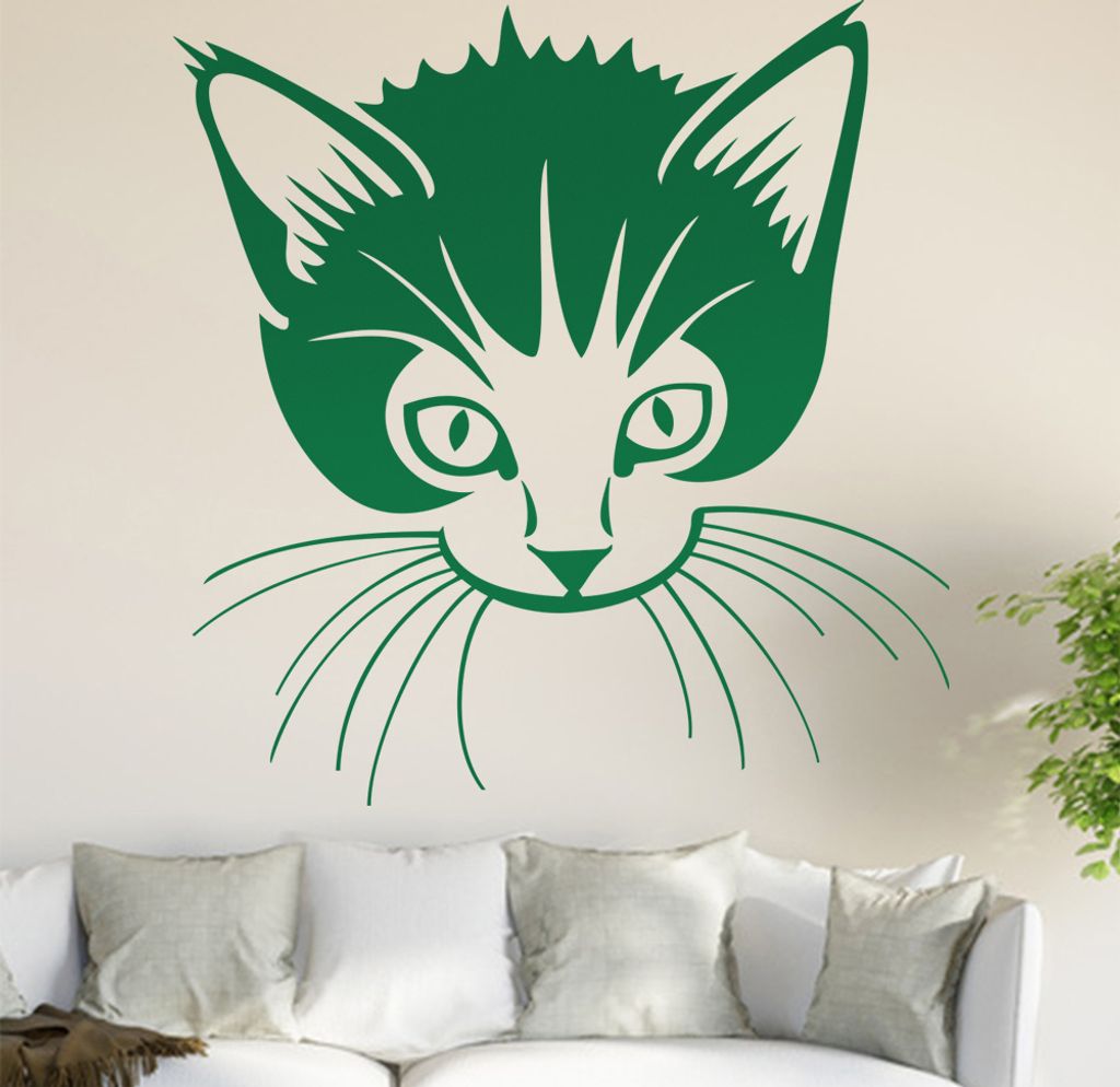 Katze Wandtattoo in 6 Größen - Wandaufkleber Wall Sticker - Dekoration, Küche, Wohnzimmer, Schlafzimmer, Badezimmer