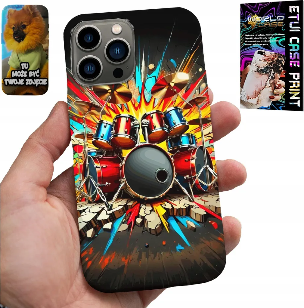 Cover iPhone 13 Pro Rock Drums - Design d'Autore con Foil Metallico