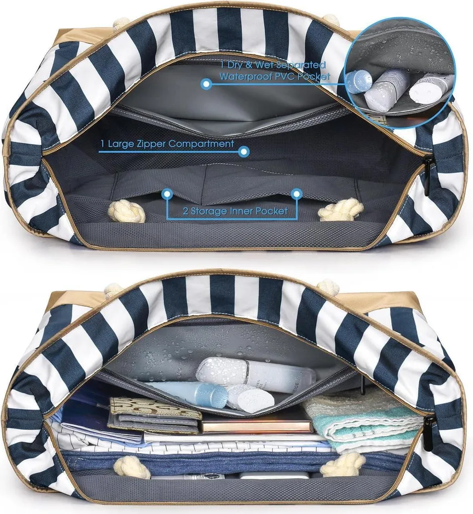 Sac de plage imperméable grand format avec fermeture éclair solide - 11