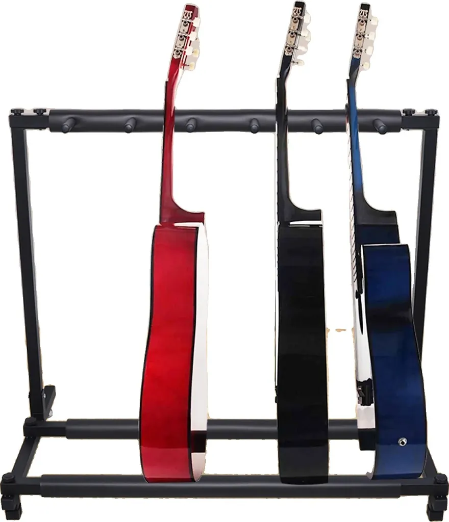 Rack guitare 5 places autoportant en fer durable avec mousse de protection