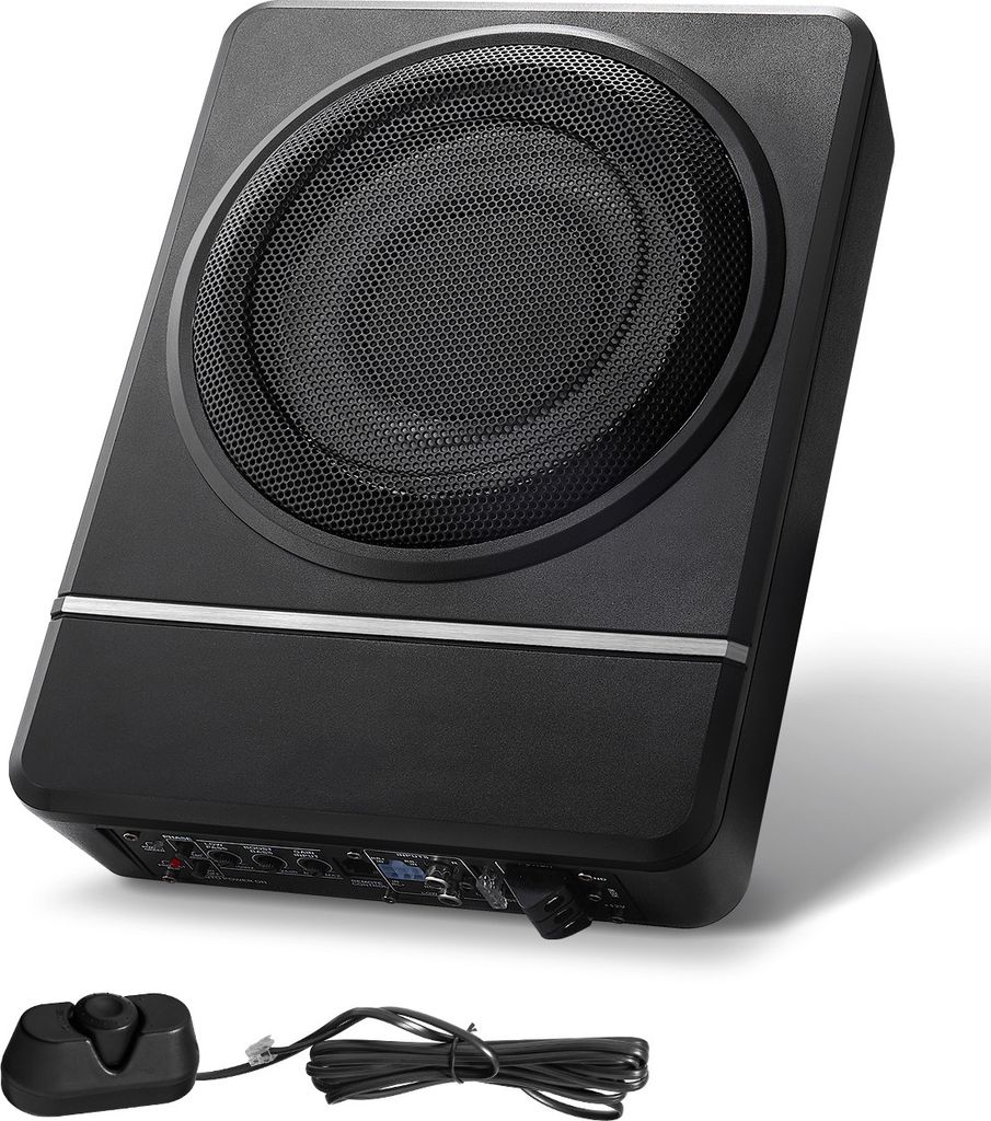 SucceBuy 8" 240 W Untersitz-Auto-Subwoofer, schlanker aktiver Sub unter dem Sitz, Low-Profile-Audio mit eingebautem Verstärker, Hoch-/Niedrig-Eing...