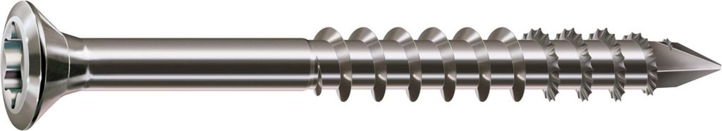 A single silver screw on a white background.