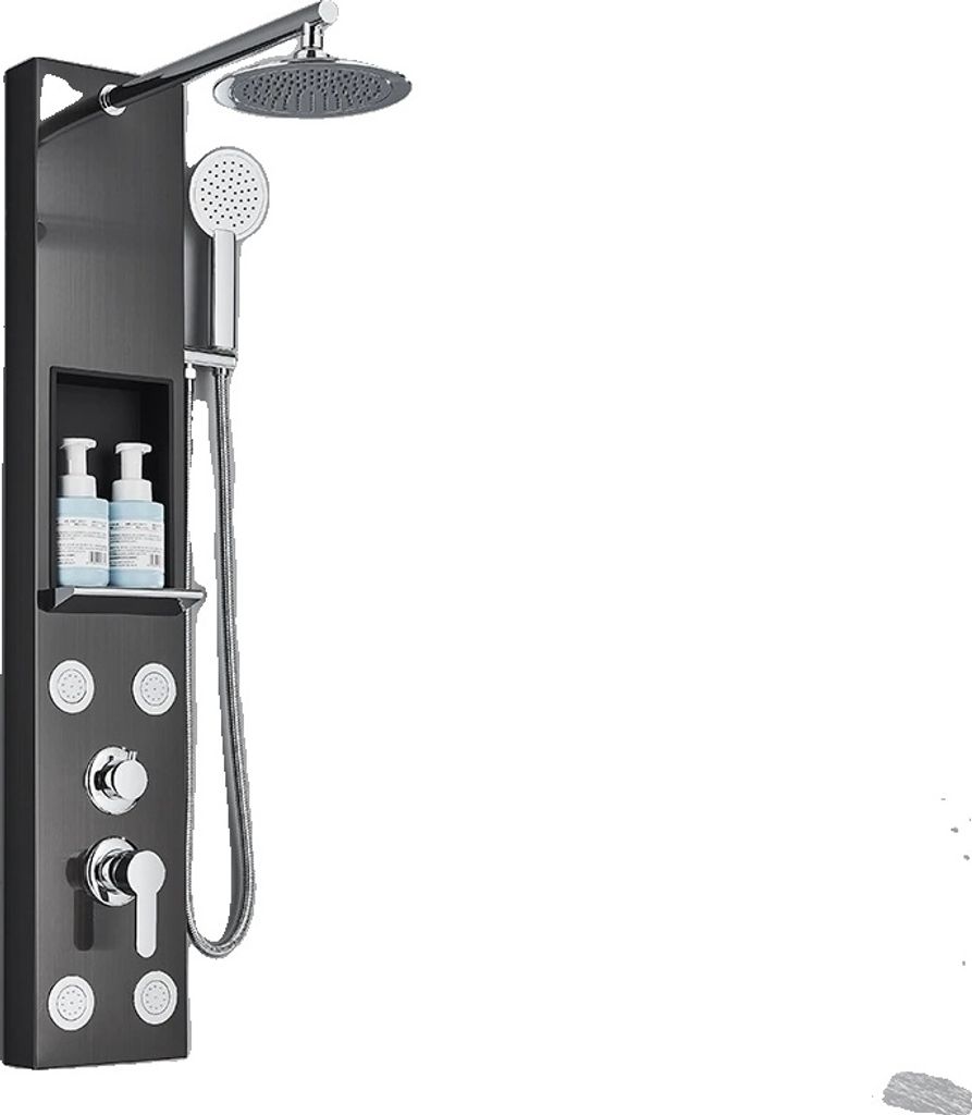 Duschpaneel-Set, Körpermassage-Düsen, Einhebelsteuerung, Schwarz-7001
