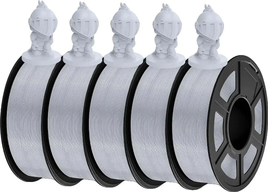 Filament PLA Argent 5 pour Imprimante 3D de 1.75mm et 1kg Bien Enroulé