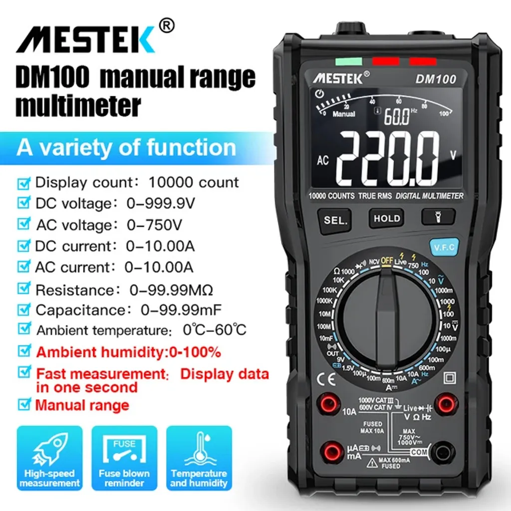Multimètre DM100 True RMS solution pour pannes électriques et NCV - 2