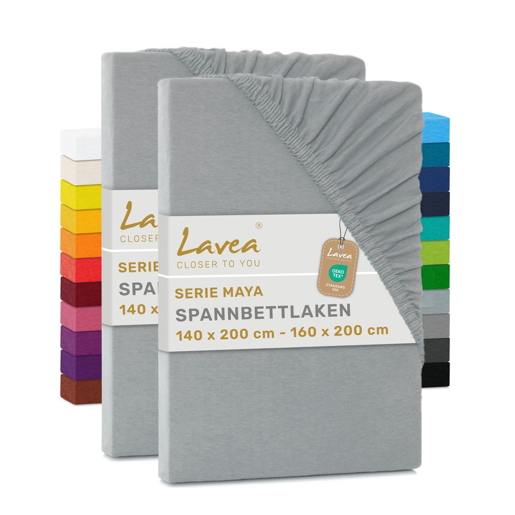 Lavea® 2er Pack Jersey Spannbettlaken 140/160x200 cm, 100% Produktbild 