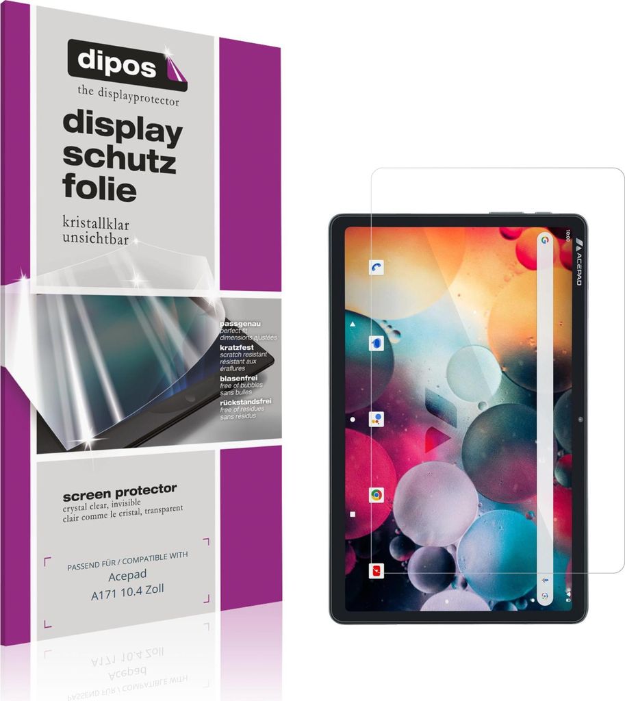 2x Schutzfolie für Acepad A171 10.4 Zoll klar Displayschutzfolie Folie Display Schutz dipos