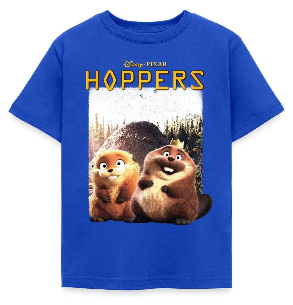 Spreadshirt Hoppers King George Mit Mabel Beaver & Schriftzug Kinder T-Shirt, 98/104 (3-4 Jahre), Royalblau
