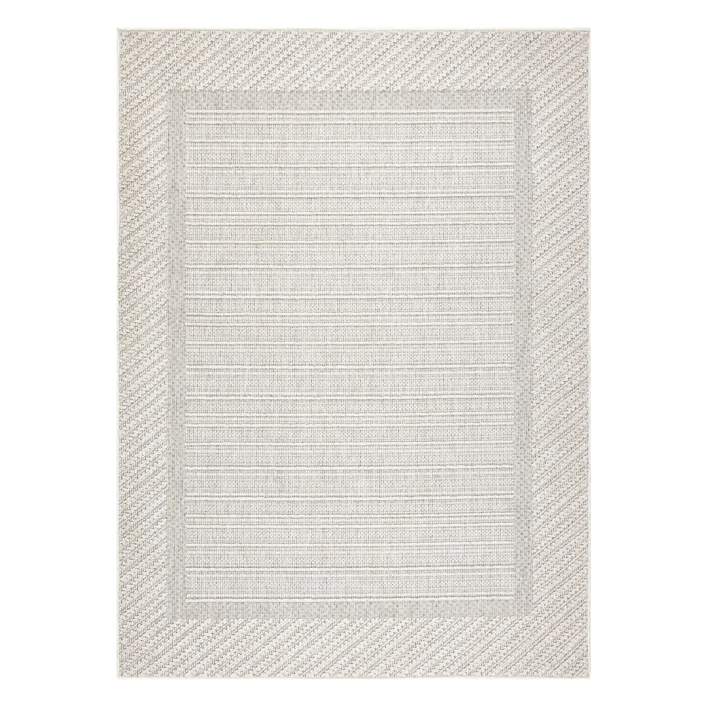 Grand Tapis de Salon BOHO 240x330 cm - Texture Bouclée Gris et Beige