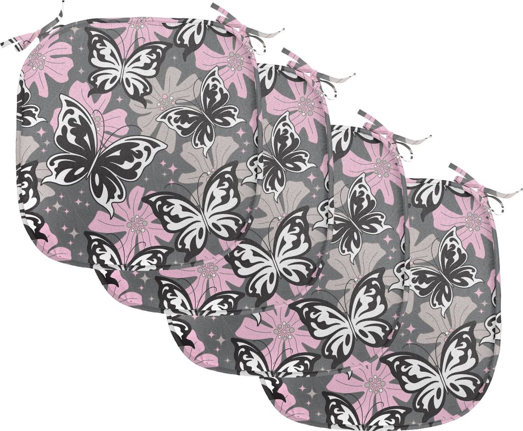 ABAKUHAUS Schmetterling Polster für Esszimmerstühle, Romantischer Sommer, Dekoratives wasserfestes Kissen mit Riemen für Küchensitze, 40 cm x 4...