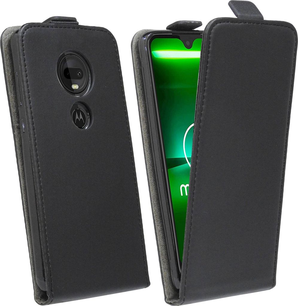 cofi1453 Flip Case kompatibel mit MOTOROLA MOTO G7 Handy Tasche vertikal aufklappbar Schutzhülle Klapp Hülle Schwarz