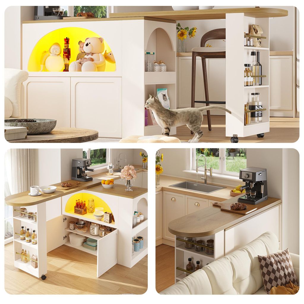 Uitschuifbare bartafel, 135-205x39x100 cm, gemaakt van MDF Productafbeelding 