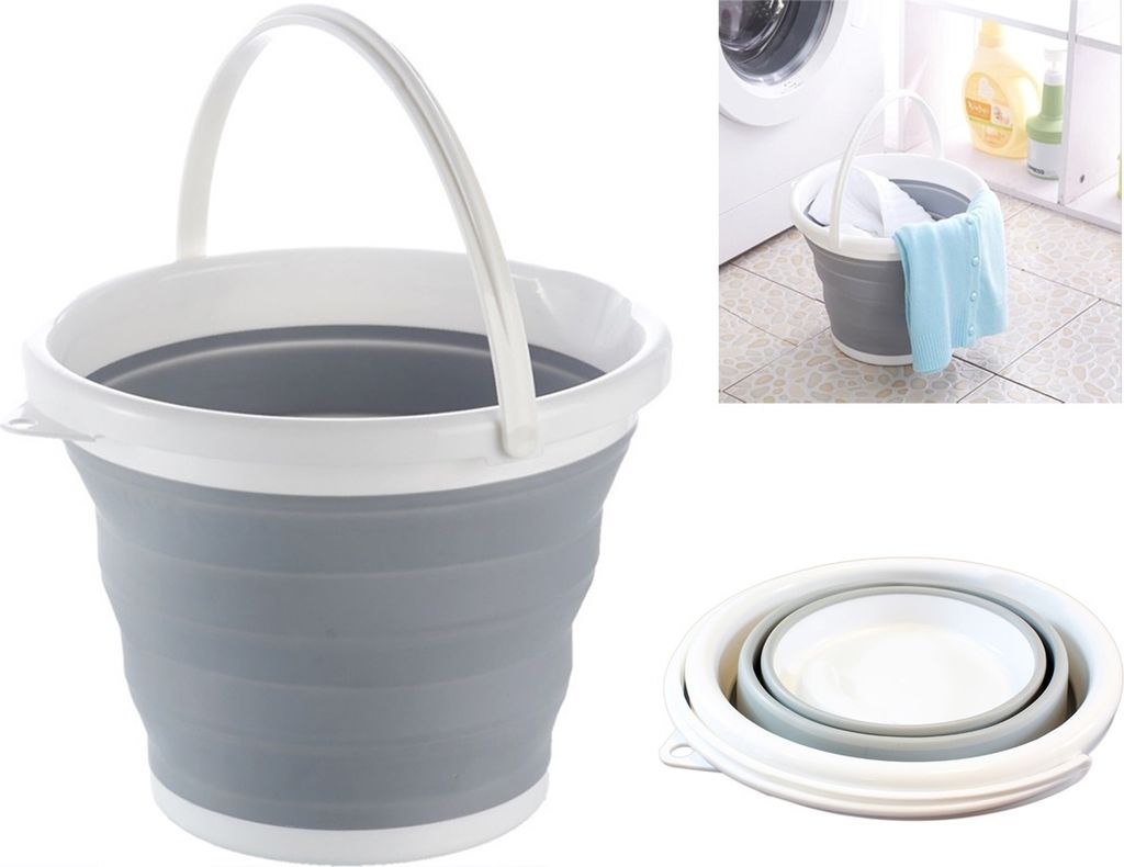 APT AG659 Skládací silikonový kbelík 5 l - šedý Obrázek produktu 3