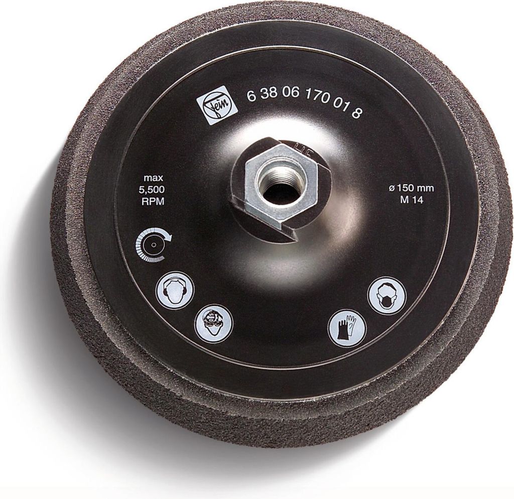 FEIN Stützteller, Ø 170 mm, für Lammfell mit Schnürzug, Gummibelag, M 14