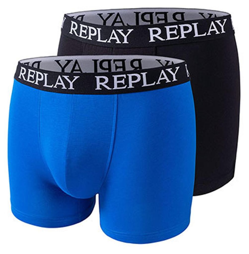 Replay - Boxershorts für Herren (2er-Pack) LT5028 (XL) (Türkis/Schwarz)
