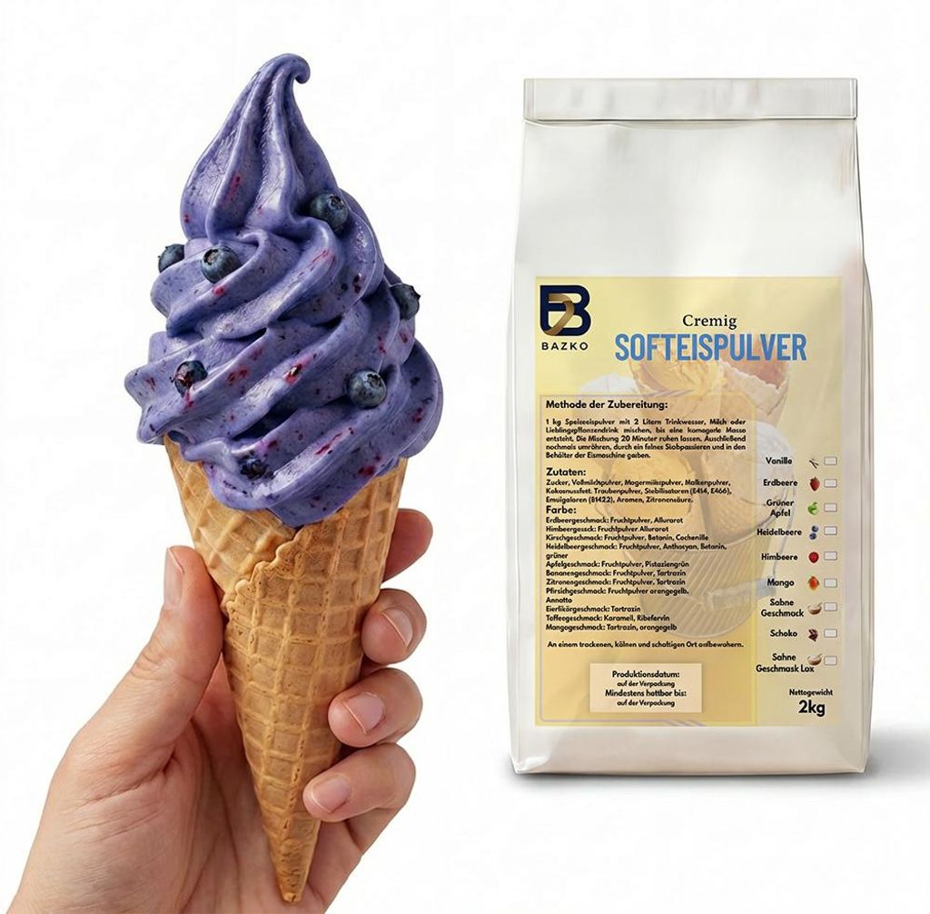 Bazko 2 kg Heidelbeere Eispulver für Eismaschine | Produktbild 