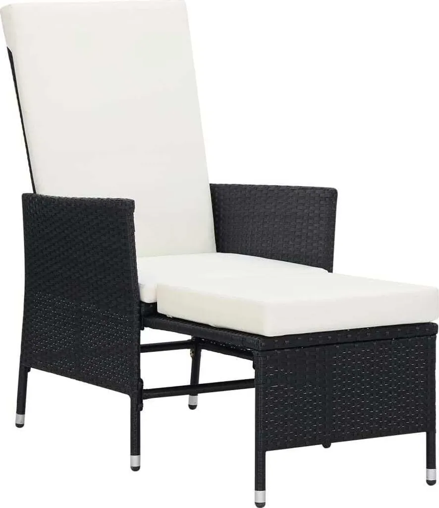 vidaXL Sdraio da giardino con cuscini in poly rattan nero