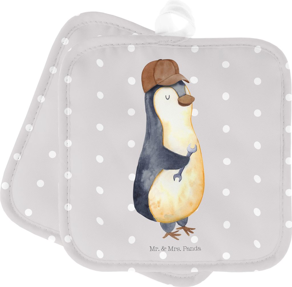 Mr. & Mrs. Panda Topflappen Wenn Papa es nicht reparieren kann, sind wir am Arsch - Grau Pastell - Geschenk, Kochlappen, Papi, Handwerker, Pinguin,...