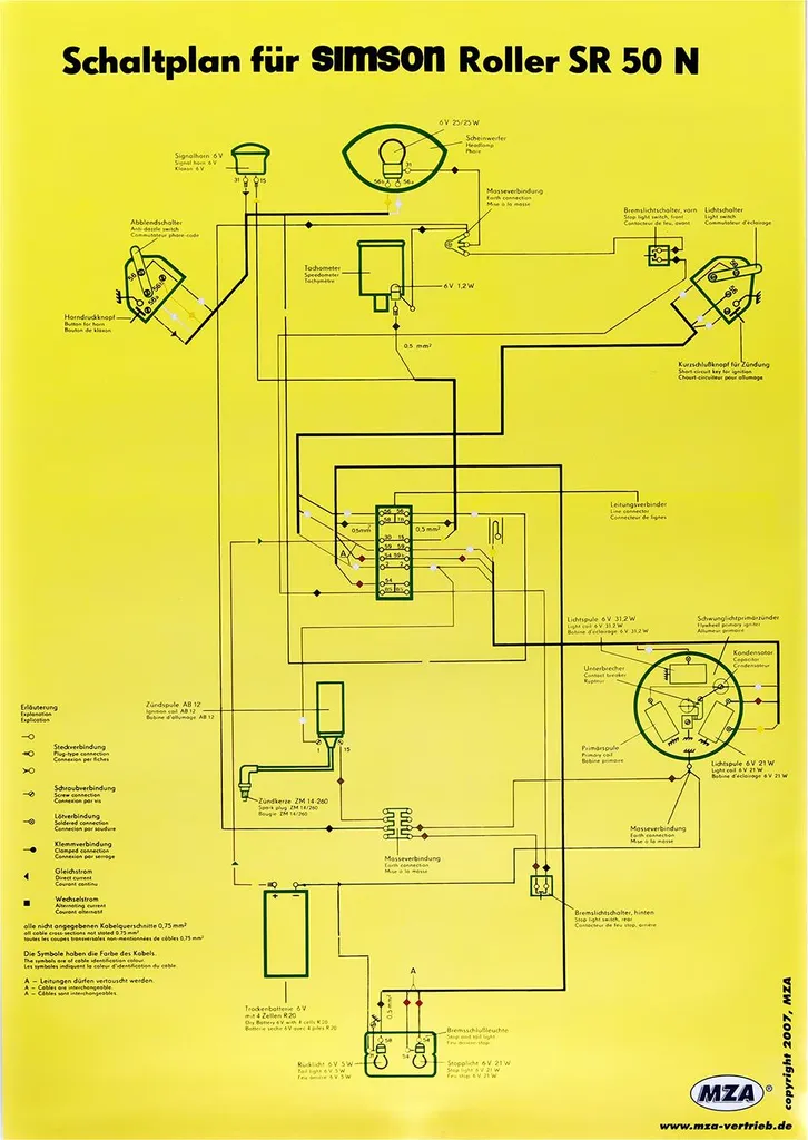 Poster a colori schema elettrico (40x57cm) Simson SR50 N