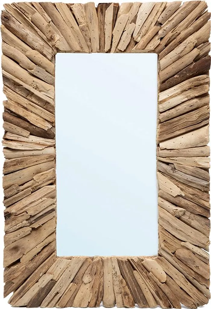 Miroir mural décoratif en bois naturel marron - Style bord de mer