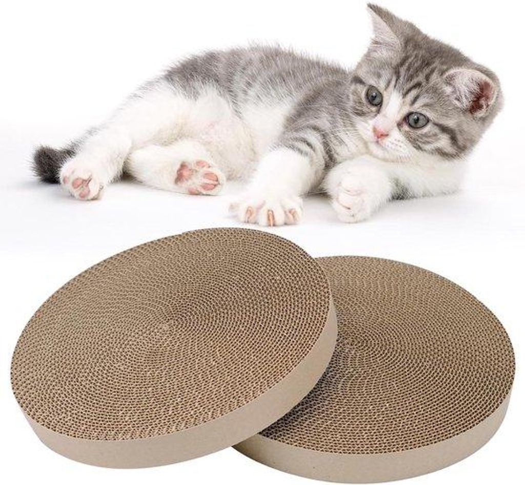 Kartoffelkatzenspielzeug 2 Stück Rundes Katzenscraping-Set Reusable Korrogiertes Kartonkatzenscraping
