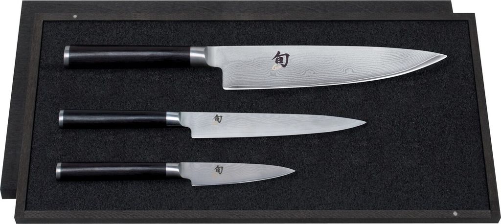 KAI DMS-300 'Shun Classic' Officemesser, Allzweckmesser & Kochmesser, schwarz/silber, 3-teilig (1 Set)
