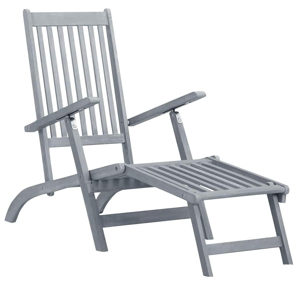 vidaXL Liegestuhl mit Fußstütze und Auflage Massivholz Akazie