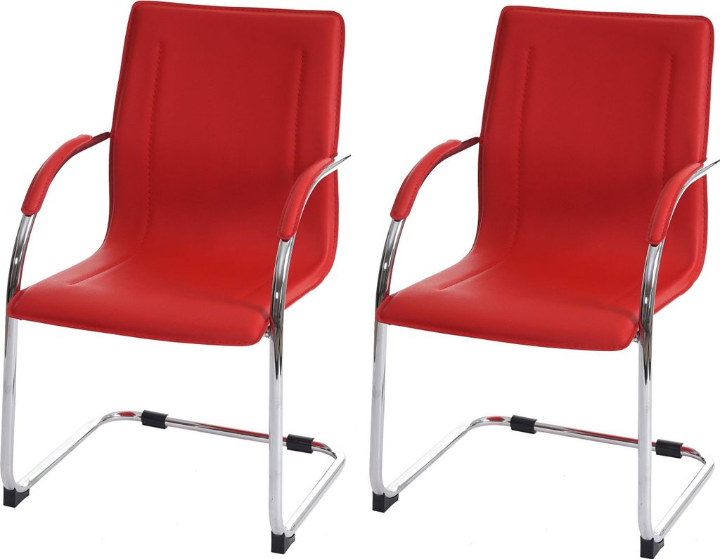 2er-Set Esszimmerstuhl Sammy | HxBxT 93x56x56cm | Sitzhöhe 47cm | Stahl | Rot | Freischwinger Küchenstuhl Lehnstuhl Stuhl
