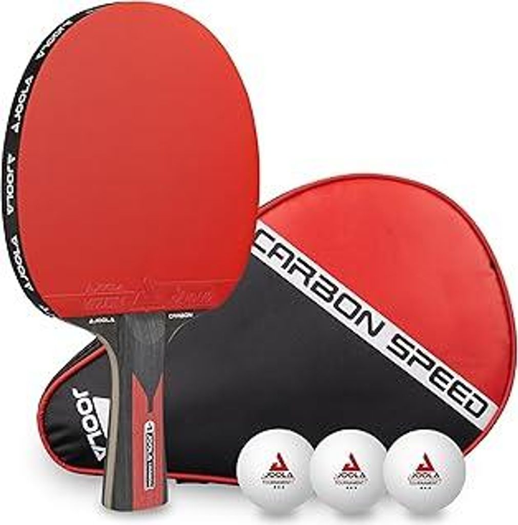 JOOLA Tischtennisschläger CARBON CONTROL für fortgeschrittene Spieler, Tischtennisset CARBON SPEED, inklusive Premium Tischtennisbälle 40+ mm, T...