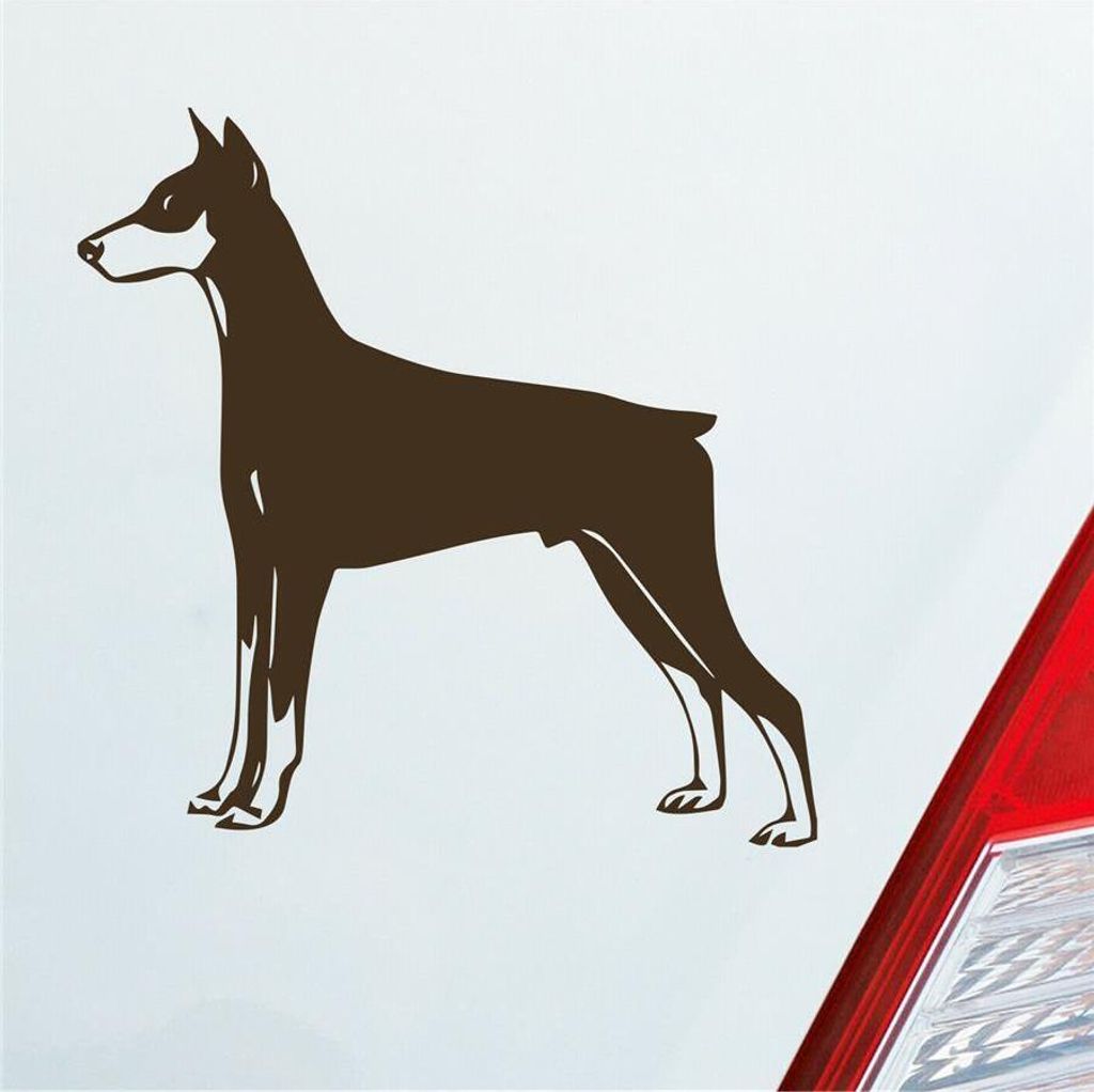 Auto Aufkleber Dobermann Hund Dog Animal Tier 10x10 cm Braun Sticker Heckscheibenaufkleber