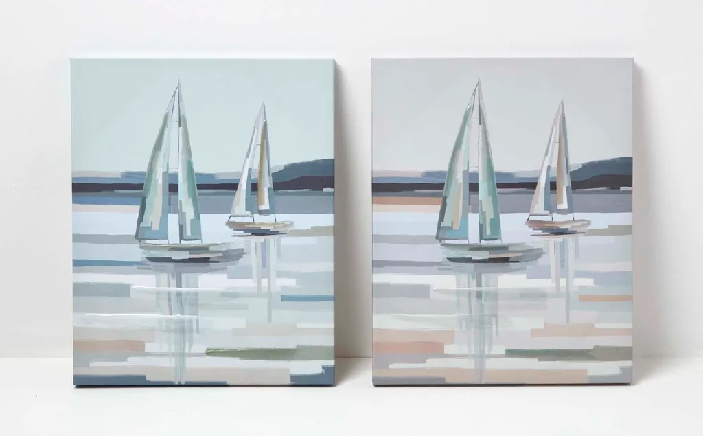 Tableaux maritimes Petits Bateaux - Lot de 2 toiles pour décorer murs vides
