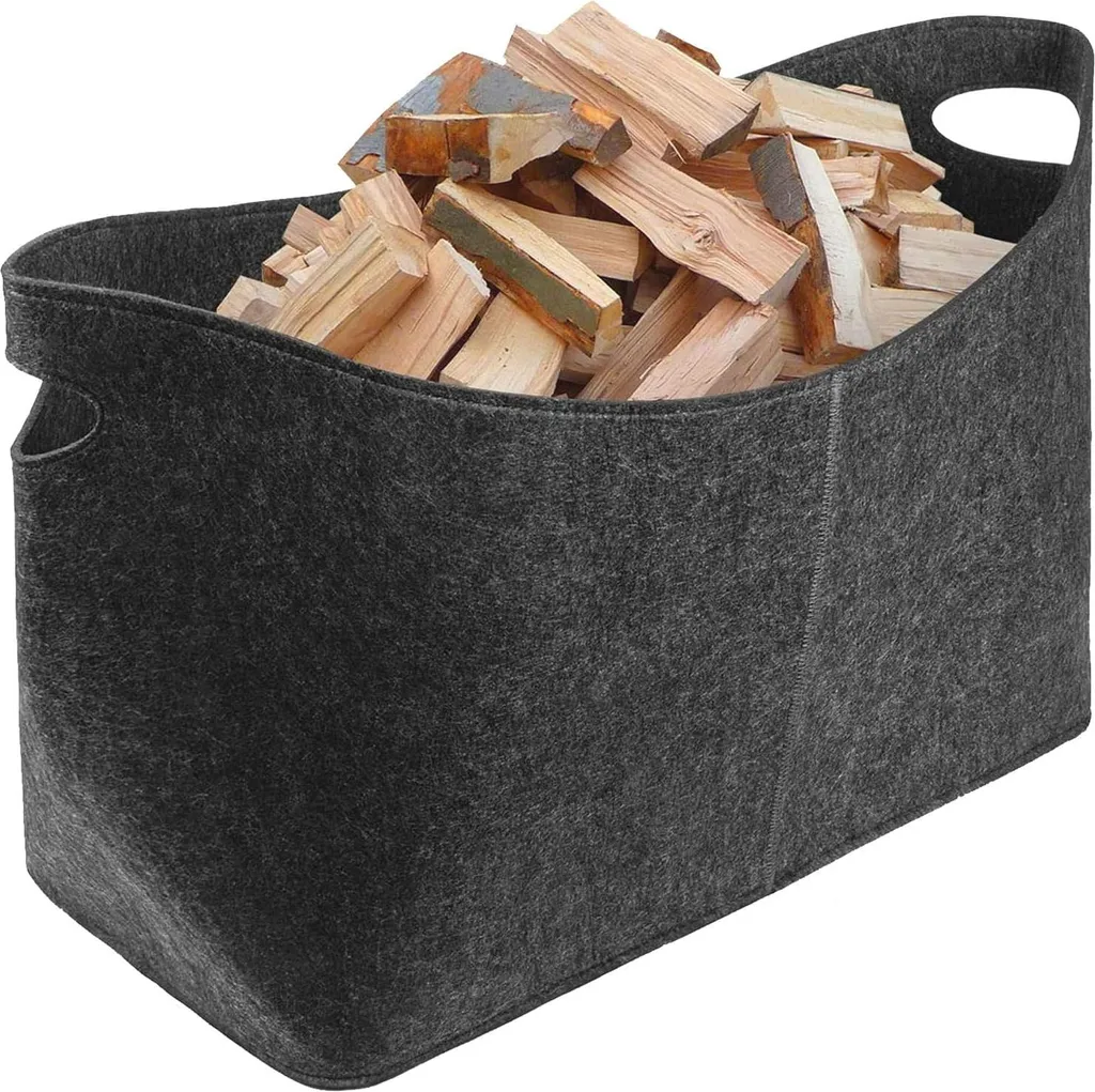 Panier de rangement pour bois de chauffage et jouets - Grand volume noir