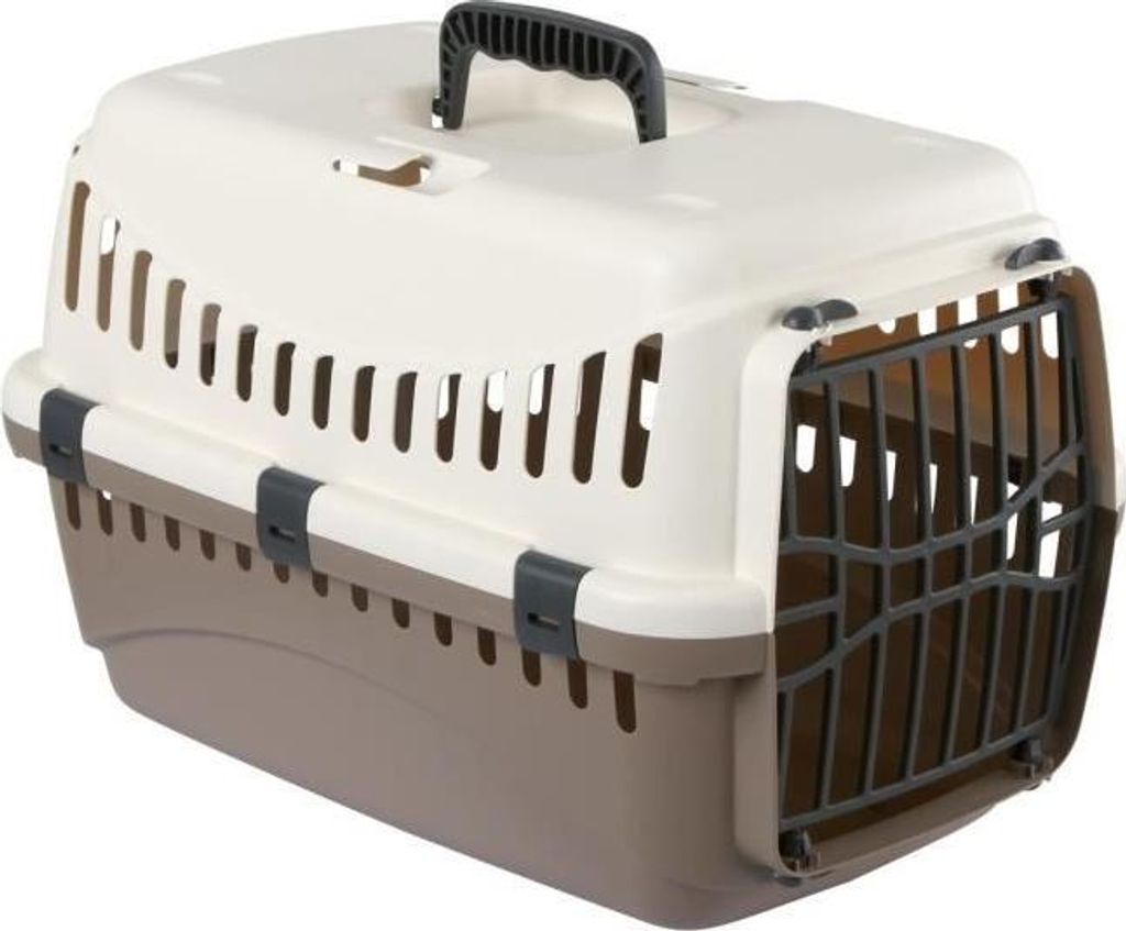 Hundetransportbox, 48x32x32cm, Creme und Taupe, PVC, Autosicher, Kleine Hunde, KERBL EXPEDITION