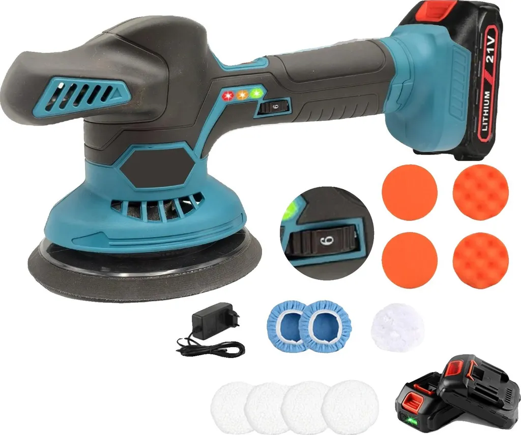Polisseuse sans fil contre micro-rayures avec 2 batteries et 6 vitesses