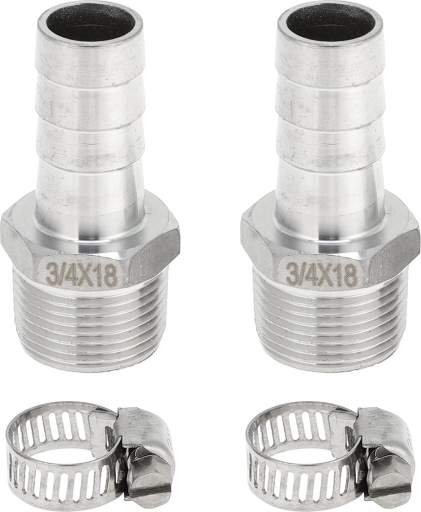 304 Edelstahl Schlauchstutzen 45/64" OD 3/4" BSPT Männliches Gewinde Gerader Stutzenverbinder für Luft Wasser Öl Gas Kraftstoff 1 Satz Silberton
