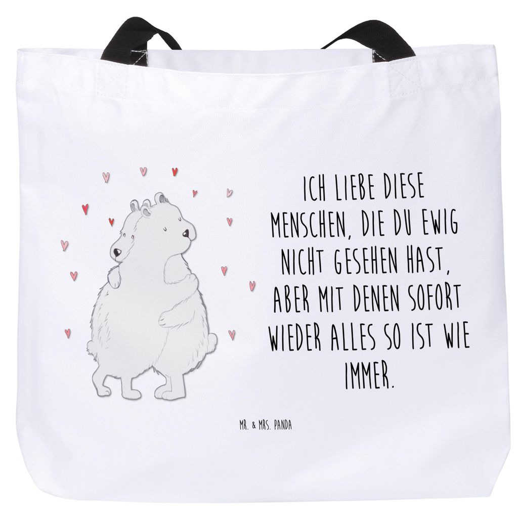 Mr. & Mrs. Panda Tote Bag Eisbär Umarmen - Weiß - Geschenk, Reisetasche, Schultasche, Laptoptasche, Tasche, Gute Laune, Stoffbeutel