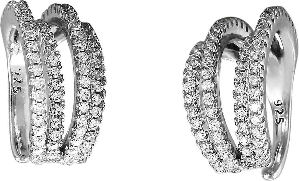 Ohrklemmen Weiß Ear Cuff Herz Kettchen Zirkonia 925 Silber SilberDream GSO454W